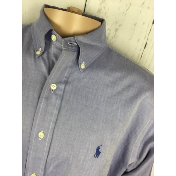 Ralph Lauren Shirt Yarmouth 100% Two Play Cotton Button Front Long Sleeve Sz 16 - Picture 6 of 8